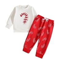 FEIFLY Winter Boys Hood Tops Pants Casual Tracksuit Long Sleeve Tops With Cane Design And Comfortable Pants Soft Fuzzy Athletic Outfits Kids Holiday Season Boho Baby Child Clothes Sets