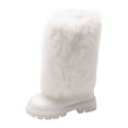 thumbnail image 1 of FEIFLY Winter Girls Boots Mid-Calf Fuzzy Warm Comfortable Casual Shoes With Rear Zipper Toddler Kids Holiday Daily Outdoor Snow Non- Footwear, 1 of 7