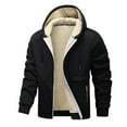 thumbnail image 1 of FEIFLY Winter Jacket Men's Plush Jacket Long Sleeve With Hood Men Plain Coat With Zip Men's Windproof Outdoor Jacket Long Sleeve Warming Jacket Winter Outerwear Coats, 1 of 9