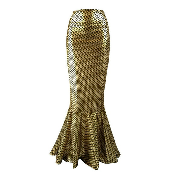 FEIFLY Women Adult Shimmering Skirt For Party Glamorous Sea Outfits Solid Color Festival Clothing