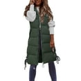 thumbnail image 1 of FEIFLY Women Casual Solid Color Coats Hooded Vest Zipper Pockets Loose Sleeveless Jacket Long Coats Classic Female Outwear, 1 of 7