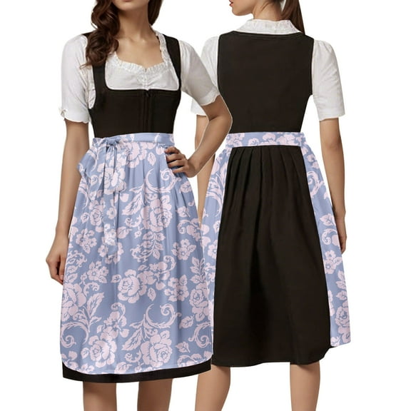 FEIFLY Women Dresses Laced Half Apron Bavarian Traditional For Party Dress Up Solid Color Festival Clothing