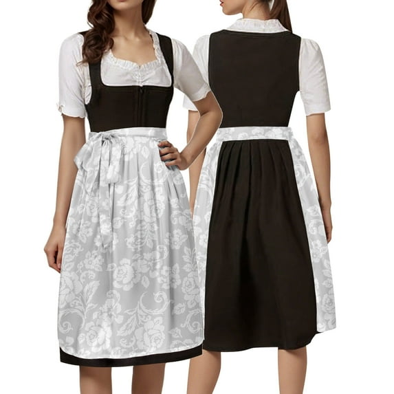 FEIFLY Women Dresses Laced Half Apron Bavarian Traditional For Party Dress Up Solid Color Festival Clothing