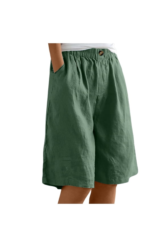 Women Elastic Solid Color Shorts Button Down Half Pants With Pockets Shorts Wide Leg Shorts Outdoor Travel Golf Camping Casual Bottoms Soft Wear