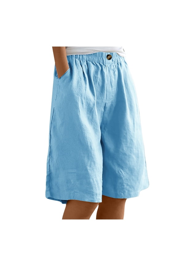 Women Elastic Solid Color Shorts Button Down Half Pants With Pockets Shorts Wide Leg Shorts Outdoor Travel Golf Camping Casual Bottoms Soft Wear