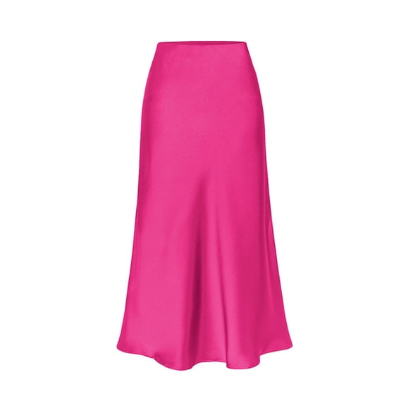FEIFLY Women Elegant High Waist Satin Midi Skirt For Solid Color Casual Wrap Long Flowy Comfortable Day To Night Versatile Stretch Relaxed Fit Carnival Skirts Work Business Holiday Daily Wear