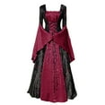 thumbnail image 1 of FEIFLY Women Halloween Party Dress Ancient Court Dresses Bandage Outfits Solid Color Festival Clothing, 1 of 4