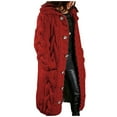 thumbnail image 1 of FEIFLY Women Hood Cardigan Large Size Sweater Pockets Single Long Sleeves Coats Jackets Solid Color Stylish Female Outwear, 1 of 5