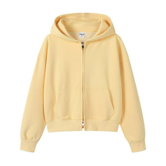 FEIFLY Women Hooded Zipper Cardigan Jacket Fashion Casual Hooded Sweatshirt Long Sleeve Solid Color Relaxed Fit Winter Autumn Workout Tops