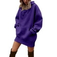 thumbnail image 1 of FEIFLY Women Hoodies Dress Hooded Sweatshirts Dress Casual Long Sleeve Tunic Dress Oversized Sweatshirts With Pocket Solid Color Trendy Outwear, 1 of 5
