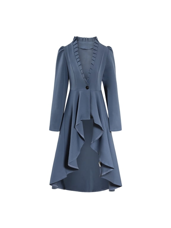 Women Jackets Coats Retro Gothic Tailcoat Long Sleeved Tailcoat Shirts Solid Color Festival Clothing