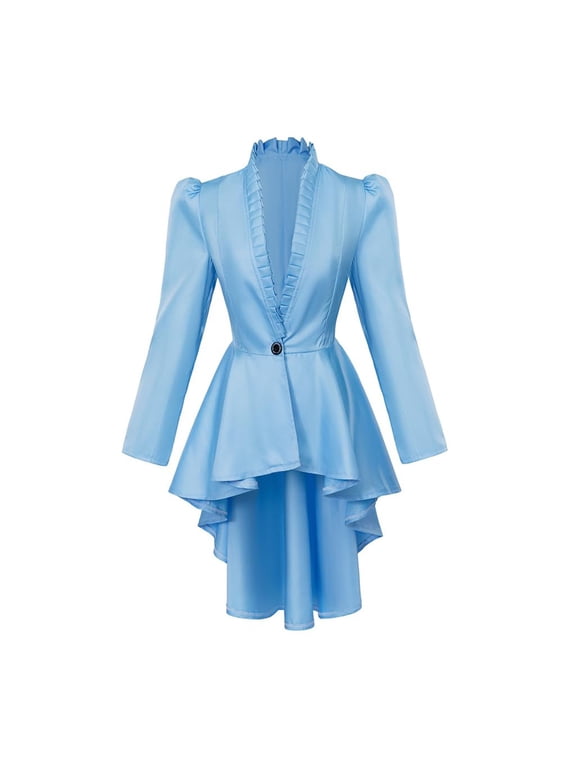 Women Jackets Coats Retro Gothic Tailcoat Long Sleeved V-Neck Tailcoat Shirts Solid Color Festival Clothing