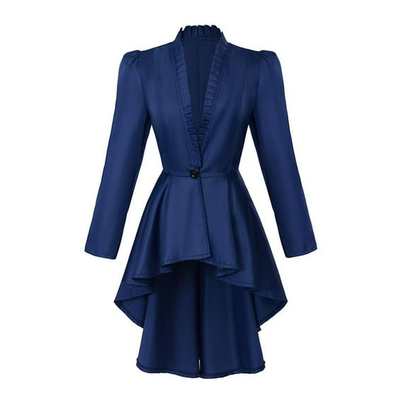 FEIFLY Women Jackets Coats Retro Gothic Tailcoat Long Sleeved V-Neck Tailcoat Shirts Solid Color Festival Clothing