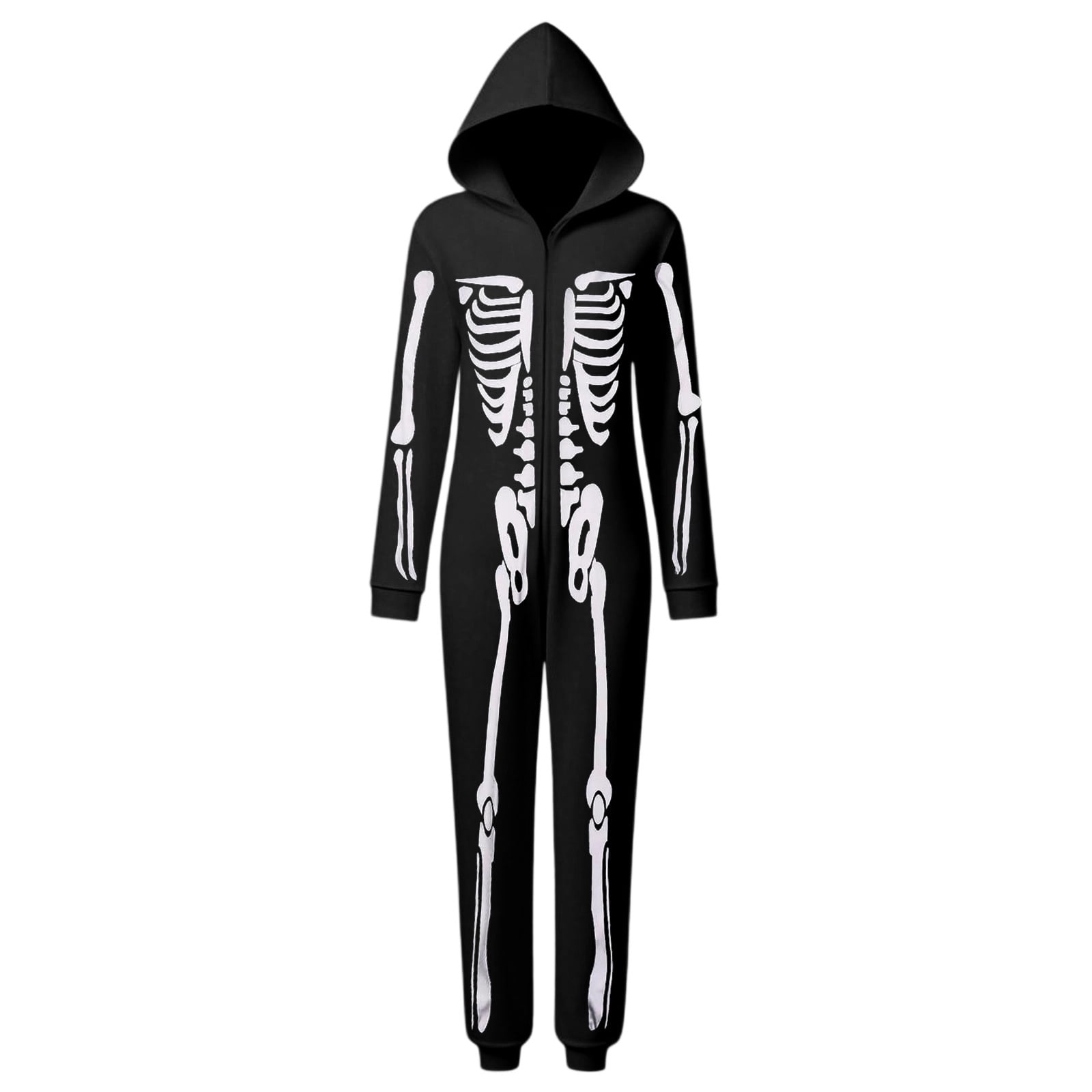 FEIFLY Women Jumpsuit Halloween Skeleton Themed Parties Hood Cartoon Onesie Family Matching Romper Holiday Loungewear Homewear Casual Party Wear Comfortable