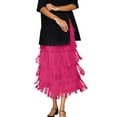 thumbnail image 1 of FEIFLY Women Layered Fringe Hem Maxi Skirt For Elegant Tiered Ruffle Design Flowy Boho Style High Waist A-Line Long Skirt Casual Party Wear Versatile Female Solid Color Dailywear, 1 of 5