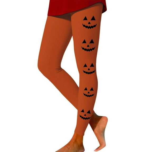 FEIFLY Women Leggings Halloween Pumpkin Print High Waisted Workout Yoga Pants For Women Lifting Compression Fitness Running Classic Female Streetwear