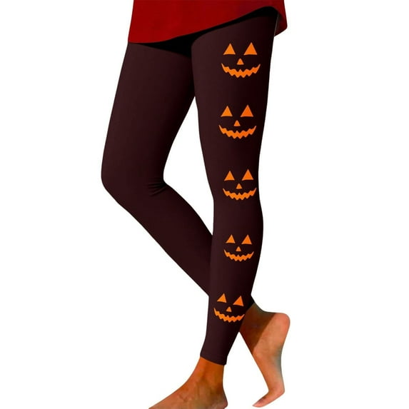 FEIFLY Women Leggings Halloween Pumpkin Print High Waisted Workout Yoga Pants For Women Lifting Compression Fitness Running Classic Female Streetwear
