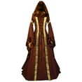 thumbnail image 1 of FEIFLY Women Long Dresses Retro Hooded Dress With Flared Sleeves Performance Solid Color Festival Clothing, 1 of 2