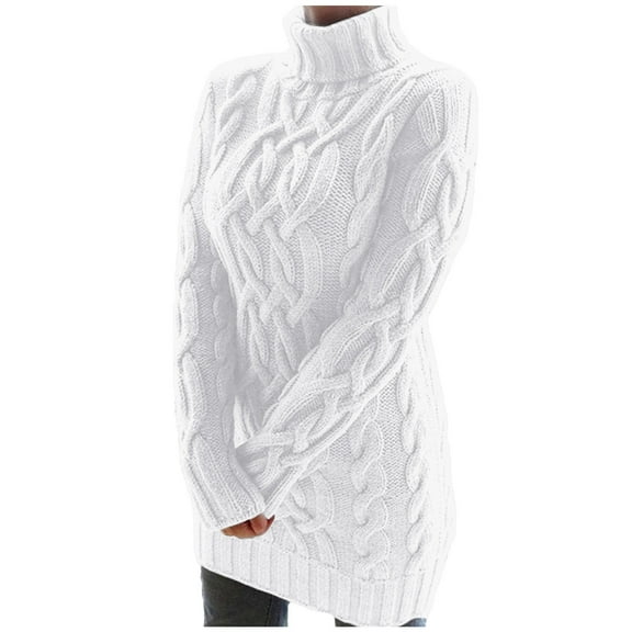 FEIFLY Women Long Sleeve Turtleneck Winter High Waist Slim Sweater Dress Pullover Jumper Female Knitwear