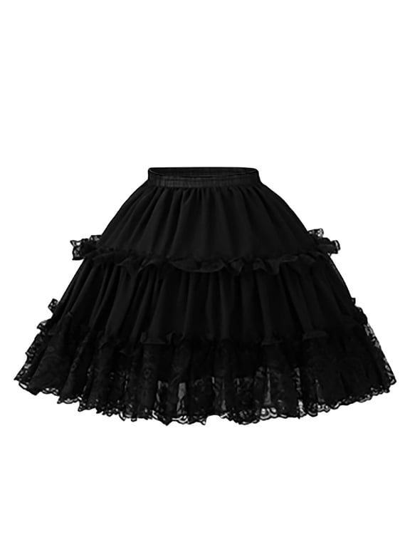 Women Petticoat 2 Adjustable Hoop Skirt Lace Short Princess Underskirt For Dress Solid Color Festival Clothing