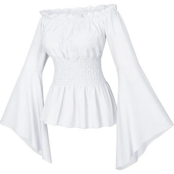 FEIFLY Women Pure Color Restoring Ancient Ways Pleated Waist Dress Solid Color Festival Clothing