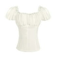thumbnail image 1 of FEIFLY Women Shirts With Vintage Shirts With One Shoulder Short Sleeve Tops Solid Color Festival Clothing, 1 of 2