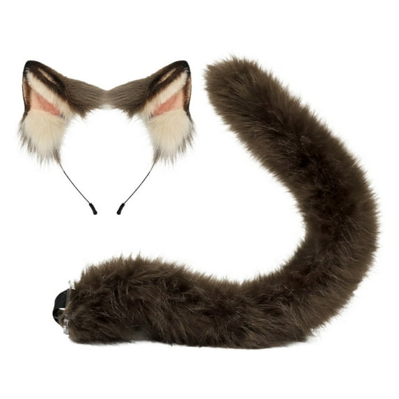FEIFLY Women Siamese Cat Kits Animal Ear Headband Tail And Outfits Accessories For Events And Conventions Solid Color Festival Clothing