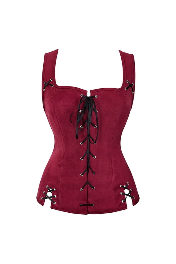 Women Vest Bodice Tanks Court Tops Solid Color Festival Clothing