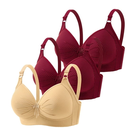 FEIFLY Women's Front Closure Floral Lace Bra Comfortable Support Underwire T Shirt Bralette Soft Wireless Everyday Wear Birthday Push Up Brassiere