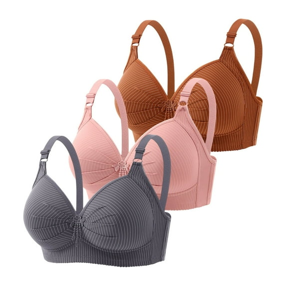 FEIFLY Women's Front Closure Floral Lace Bra Comfortable Support Underwire T Shirt Bralette Soft Wireless Everyday Wear Fashionable Push Up Brassiere
