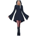 thumbnail image 1 of FEIFLY Women's Halloween Skeleton Print Hooded Dress O-Neck Long Sleeved Long Dresses Holiday Clothing, 1 of 8