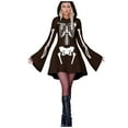 thumbnail image 1 of FEIFLY Women's Halloween Skeleton Print Hooded Dress O-Neck Long Sleeved Long Dresses Holiday Clothing, 1 of 8