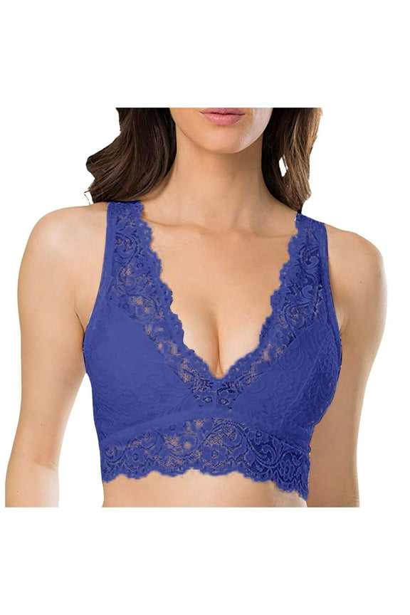 Women's Lace Bra Wireless Back Bralette Holiday Female Push Up Solid Color Brassiere