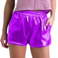 thumbnail image 1 of FEIFLY Women's Metallic Shorts Shiny Pants With Elastic Waist Hot Rave Dance Bottoms Breathable Female Solid Color Slacks, 1 of 4