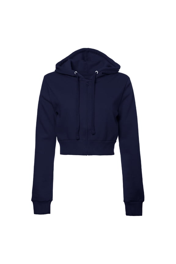 Women's Solid Color Casual Basic Long Sleeve Zip Up Crop Hoodie Jackets Cozy Female Coats Outwear