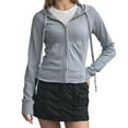 thumbnail image 1 of FEIFLY Women's Solid Color Waist Cinching Ribbed Zippered Hoodie Cardigan Cozy Sweatshirt, 1 of 9