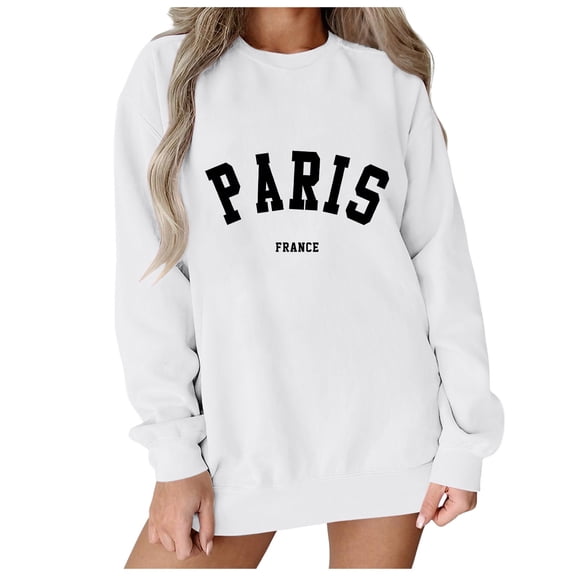 FEIFLY Women's Sweatshirts Letter Print Long Sleeve With Pockets Pullover Leisure Winter Autumn Workout Tops