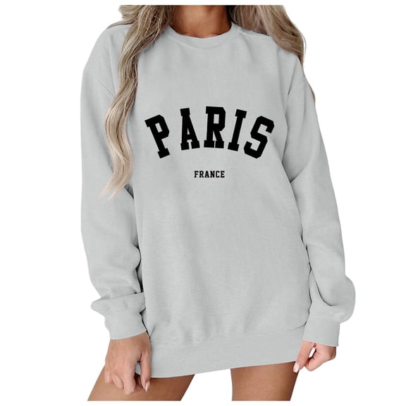 FEIFLY Women's Sweatshirts Letter Print Long Sleeve With Pockets Pullover Stylish Winter Autumn Workout Tops