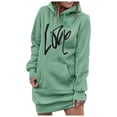 thumbnail image 1 of FEIFLY Women's Sweatshirts Loose Hoodie Mid Length Hoodie Dress Pullover Long Sleeve Solid Color Holiday Winter Autumn Workout Tops, 1 of 9