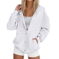 thumbnail image 1 of FEIFLY Women's Zip Up Hoodie Casual Button Front Jacket Soft Warm Winter Outerwear Cozy Pullover Sweatshirt Tops For Everyday Wear Solid Color Breathable Long Sleeve Outwear, 1 of 5