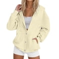 thumbnail image 1 of FEIFLY Women's Zip Up Hoodie Casual Button Front Jacket Soft Warm Winter Outerwear Cozy Pullover Sweatshirt Tops For Everyday Wear Solid Color Stylish Long Sleeve Outwear, 1 of 5