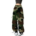 thumbnail image 1 of FEIFLY Womens Baggy Cargo Camo Print Pants Streetwear Hop Joggers Pants Sweatpants Drawstring Casual Loose Wide Leg Trousers Female Slacks, 1 of 6