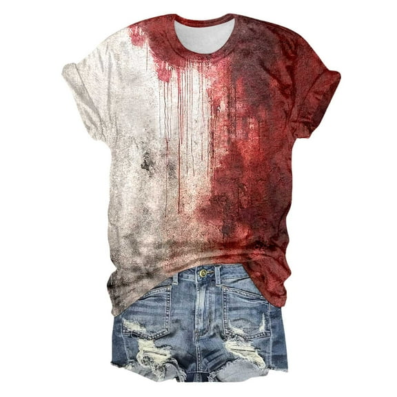 FEIFLY Womens Halloween Printed Short Sleeve O Neck T-Shirts T Shirt Tops