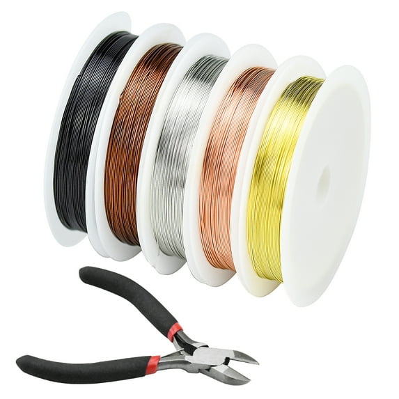 FEIGO 5PCS Assorted Color Copper Jewelry Beading Wire with Cutting Pliers