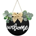 thumbnail image 1 of FEIGO Welcome Sign for Front Door 11.8 inch Wood Welcome Sign Wreath Hanging Sign Decor, Black, 1 of 7
