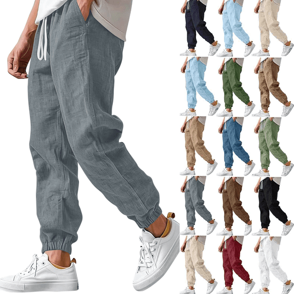 FEIIBMOYRIA Men's Joggers Mens Casual Solid Color Elastic Waist Hiking Pants Summer Quick-Dry Lightweight Outdoor Sweatpants with Pockets