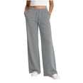 thumbnail image 1 of FEIIBMOYRIA Women Sweat Pants Soft Relaxed Fit Elastic Waist Flowy Wide Leg Pants Adjustable Drawstring High Waist Casual Basic Street Daily Loungewear Solid Color Trousers, 1 of 7
