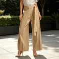 thumbnail image 1 of FEIIBMOYRIA Women's Dress Pants Smooth Drape Elegant High Waist Wrap Front Tie Wide Leg Pants Loose Elegant Daily Office Business Casual Culottes, 1 of 6