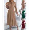 thumbnail image 1 of FEIIBMOYRIA Women's Fashion Dresses Women Ruffled Tie‑Neck Midi Long Balloon Sleeve Dresses Loose Solid Casual Flowy Pleated Dresses for Daily Holiday Party Office Commute Wear, 1 of 9