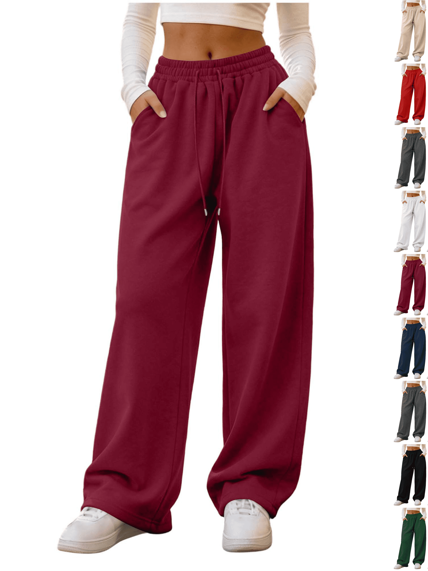 FEIIBMOYRIA Women's Sweatpants Women Comfy Drawstring Elastic Waist ...